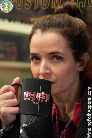 Nurse Valentine Black Glossy Mug