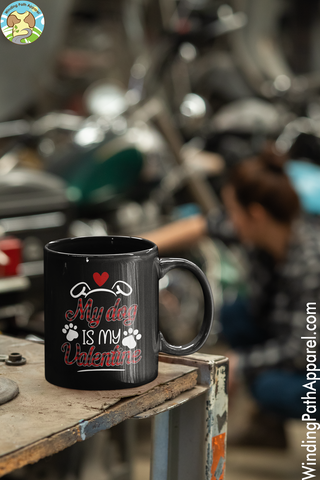 My Dog is my Valentine Black Glossy Mug