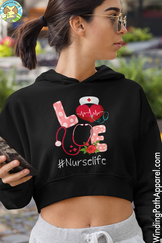 Love Nurse Life Crop Hoodie