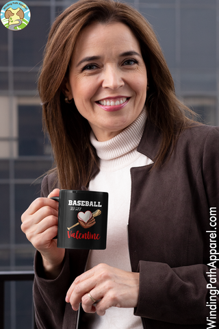 Baseball is my Valentine Black Glossy Mug