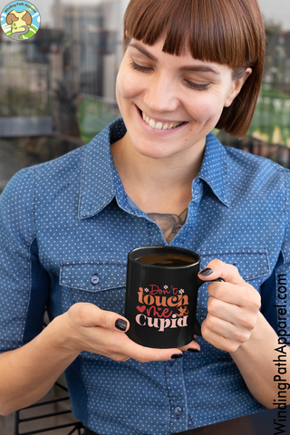 Don't Touch Me Cupid Black Glossy Mug