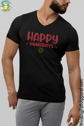 Happy Howlidays Unisex Short Sleeve V-Neck T-Shirt