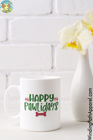 Happy Pawlidays White glossy mug