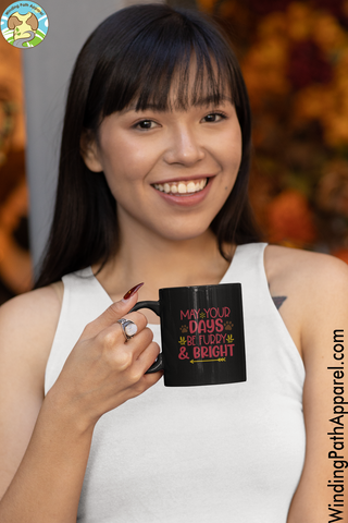 Be Furry & Bright Black Glossy Mug