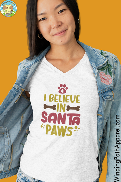 Santa Paws Unisex Short Sleeve V-Neck T-Shirt