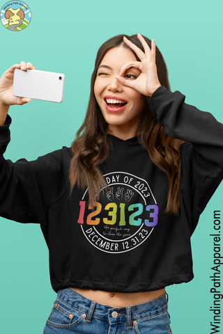 123123 Last Day of 2023 Crop Hoodie