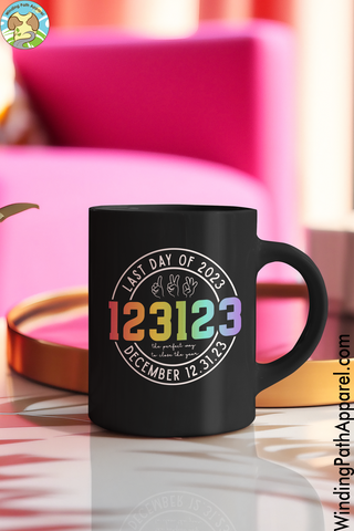 123123 Last Day of 2023 Black Glossy Mug