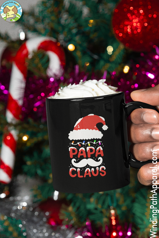 Papa Claus Black Glossy Mug