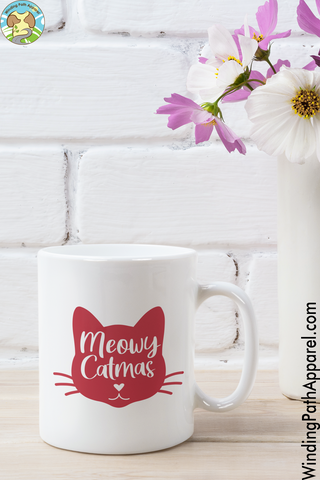 Meowy Catmas White glossy mug