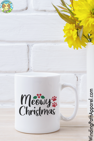 Meowy Christmas White glossy mug