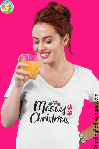 Meowy Christmas Unisex Short Sleeve V-Neck T-Shirt