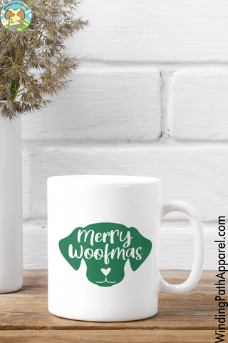 Merry Woofmas White glossy mug