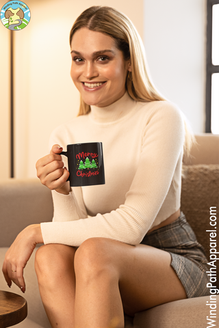 Merry Christmas Black Glossy Mug