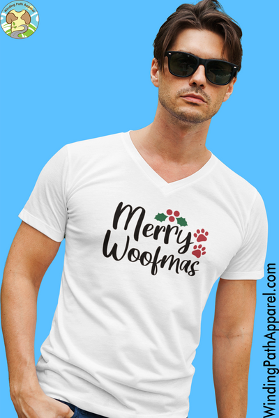 Merry Woofmas Unisex Short Sleeve V-Neck T-Shirt