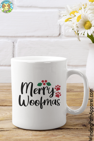 Merry Woofmas White glossy mug