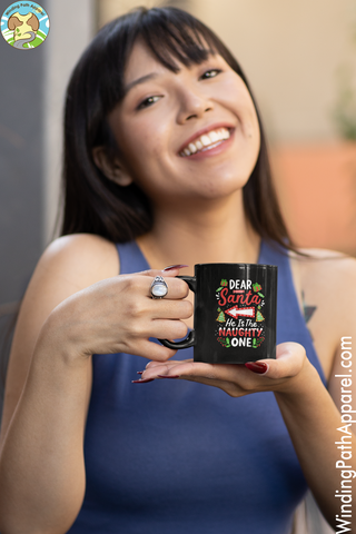Dear Santa Black Glossy Mug