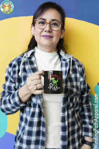 Mamasaurus Rex Black Glossy Mug