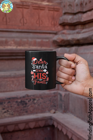 Dear Santa Black Glossy Mug