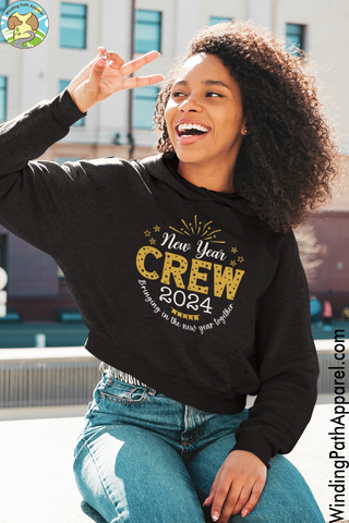 New Year Crew 2024 Crop Hoodie