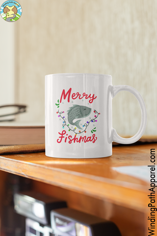 Merry Fishmas White glossy mug