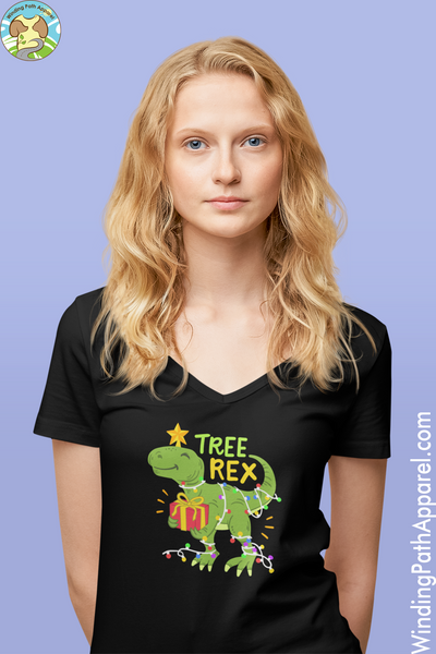 Tree Rex Unisex Short Sleeve V-Neck T-Shirt