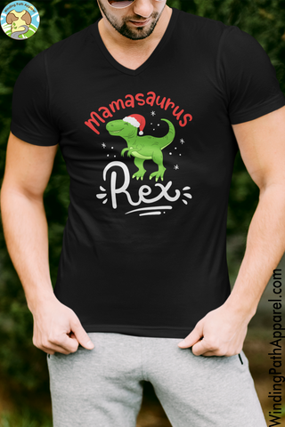 Mamasaurus Rex Unisex Short Sleeve V-Neck T-Shirt