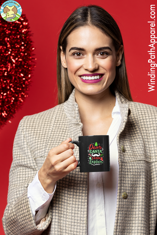 Dear Santa I Can Explain Black Glossy Mug