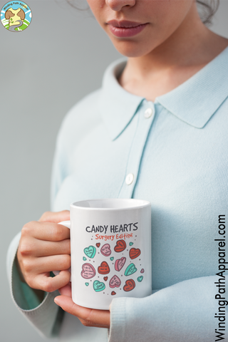 Candy Hearts White glossy mug