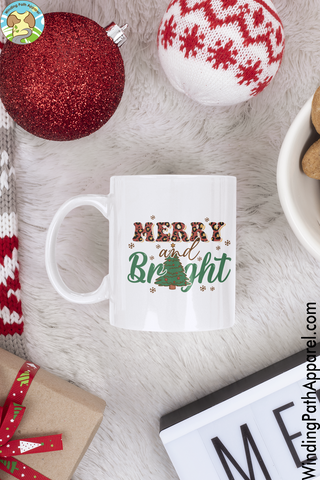 Merry and Bright White glossy mug