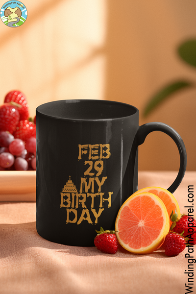 Feb 29 My Birthday Black Glossy Mug