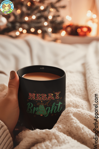 Merry & Bright Black Glossy Mug