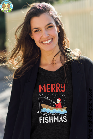 Merry Fishmas Unisex Short Sleeve V-Neck T-Shirt