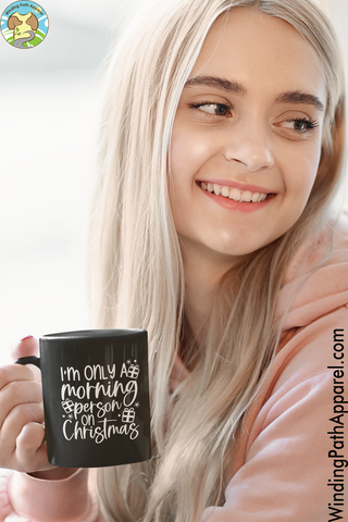 Only Morning Person on Christmas Black Glossy Mug