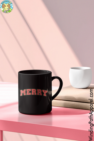 Merry Christmas Black Glossy Mug