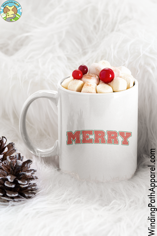 Merry White glossy mug