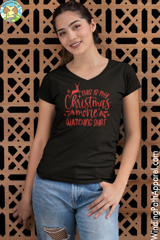 Christmas Movie Watching Unisex Short Sleeve V-Neck T-Shirt