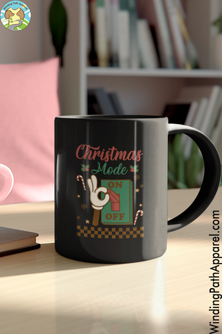 Christmas Mode Black Glossy Mug