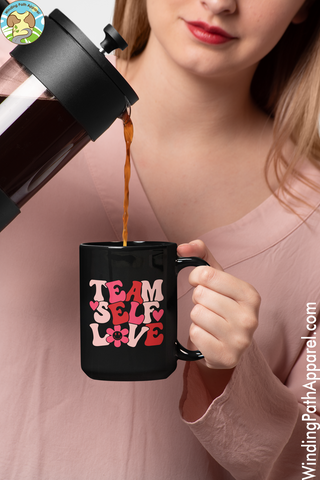 Team Self Love Black Glossy Mug