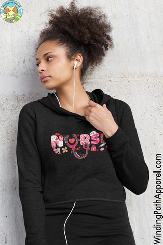 Nurse Valentine Crop Hoodie