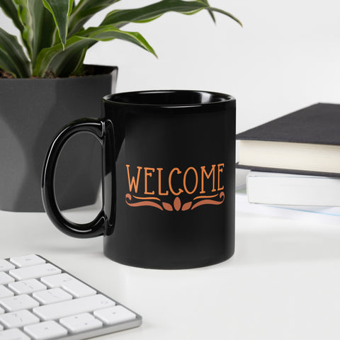 Welcome Black Glossy Mug