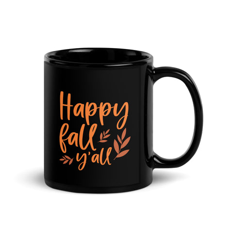 Happy Fall Black Glossy Mug