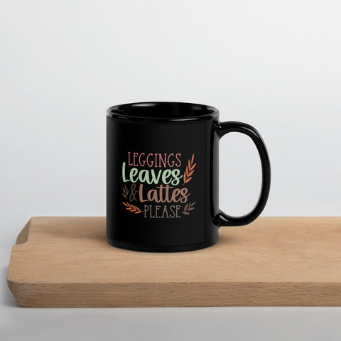 Leggings Leaves Black Glossy Mug