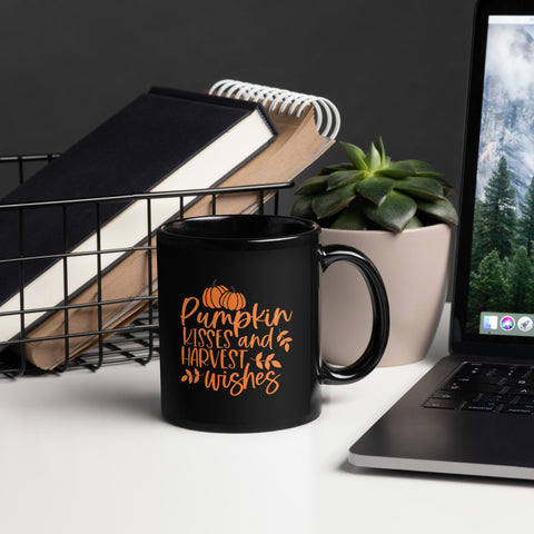 Pumpkin Kisses Black Glossy Mug