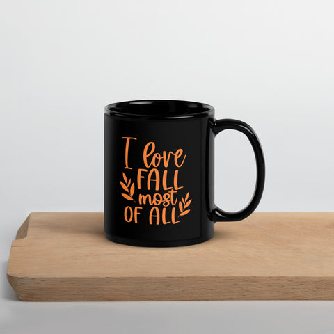 I Love Fall Black Glossy Mug