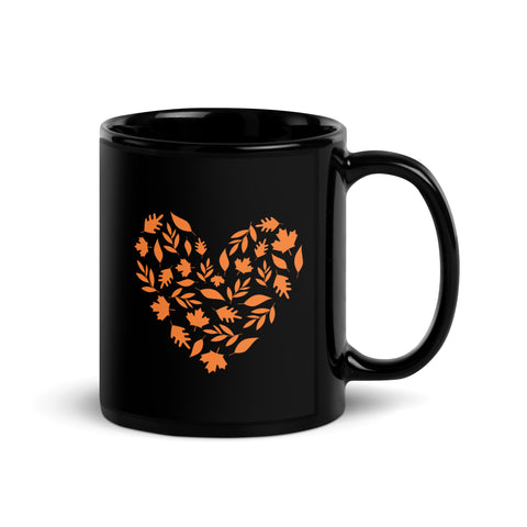 Fall Heart Black Glossy Mug