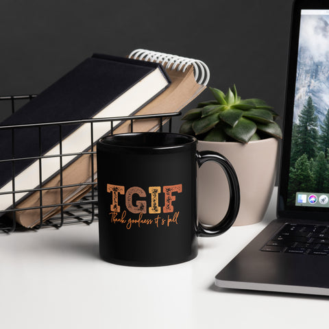 TGIF Black Glossy Mug
