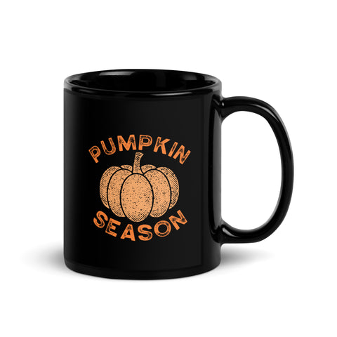 Pumpkin Season Black Glossy Mug