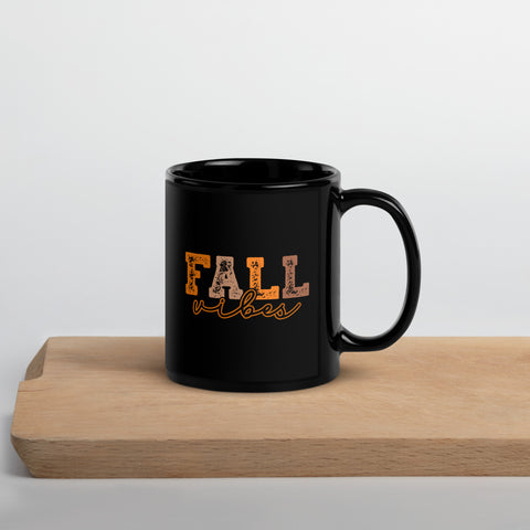 Fall Vibes Black Glossy Mug