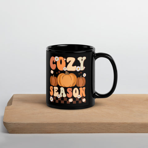 Cozy Season Black Glossy Mug