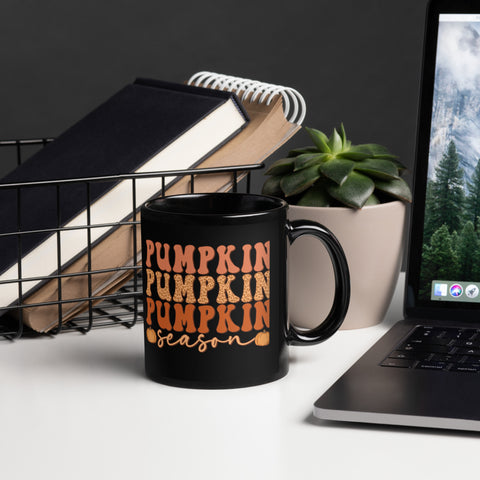 Pumpkin Season Black Glossy Mug